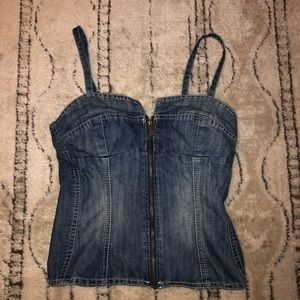 Denim zip up top